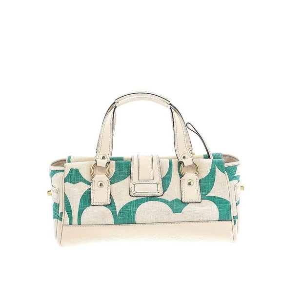 Coach Cream and Green Satchel Bag - Picture 2 of 2